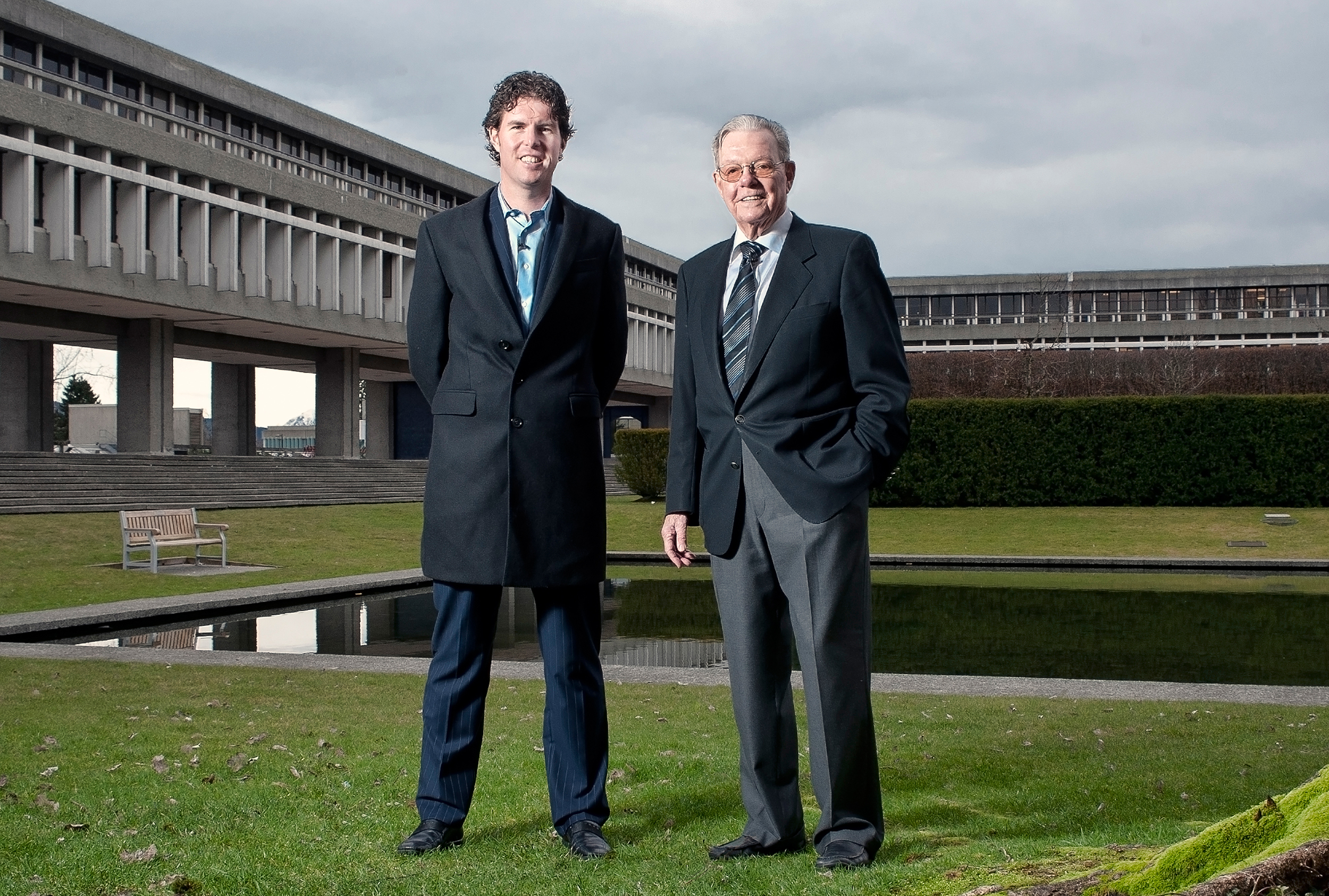 Keith Beedie (right) and son Ryan's $22 million gift established the Beedie School of Business. 