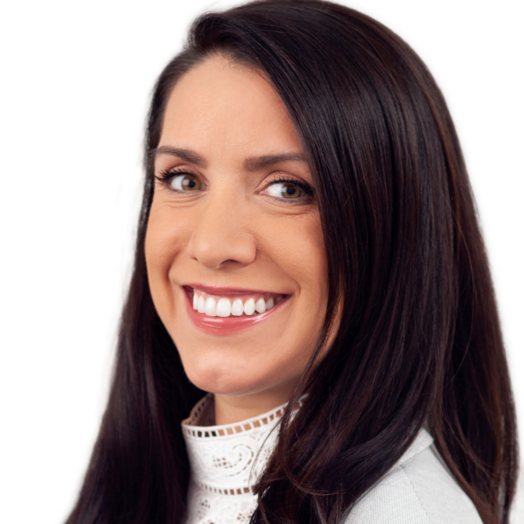 woman dark hair smiling