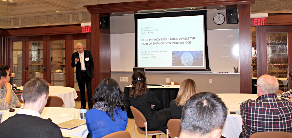 John Deighton, Harold M. Brierley Professor of Business Administration at Harvard Business School, presented research to Beedie School of Business faculty at the 2015 CMA Innovation Conference. 