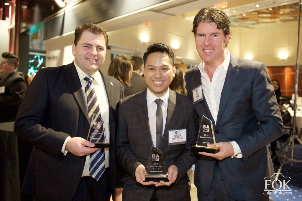 The 2015 BASS Impact Award winners. From left to right: Matt Martell, Joaquim Sanvictores, and Ryan Beedie. 