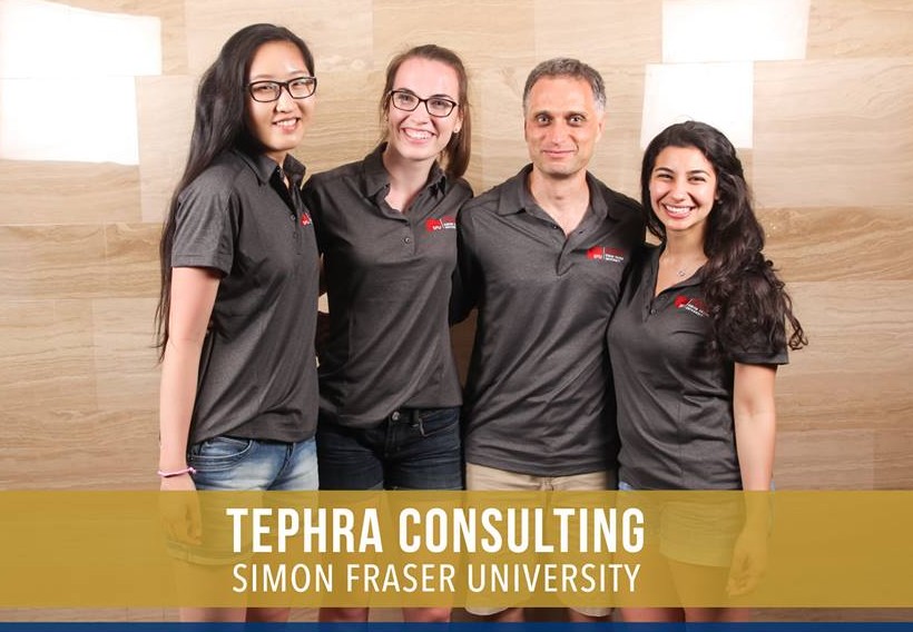 The 2015 Beedie School of Business APEX Business-IT Global Case Challenge team. From left to right: Natasha Tsoy, Madeline Millsip, team coach Dr. Kamal Masri, and Carmela Luongo. 