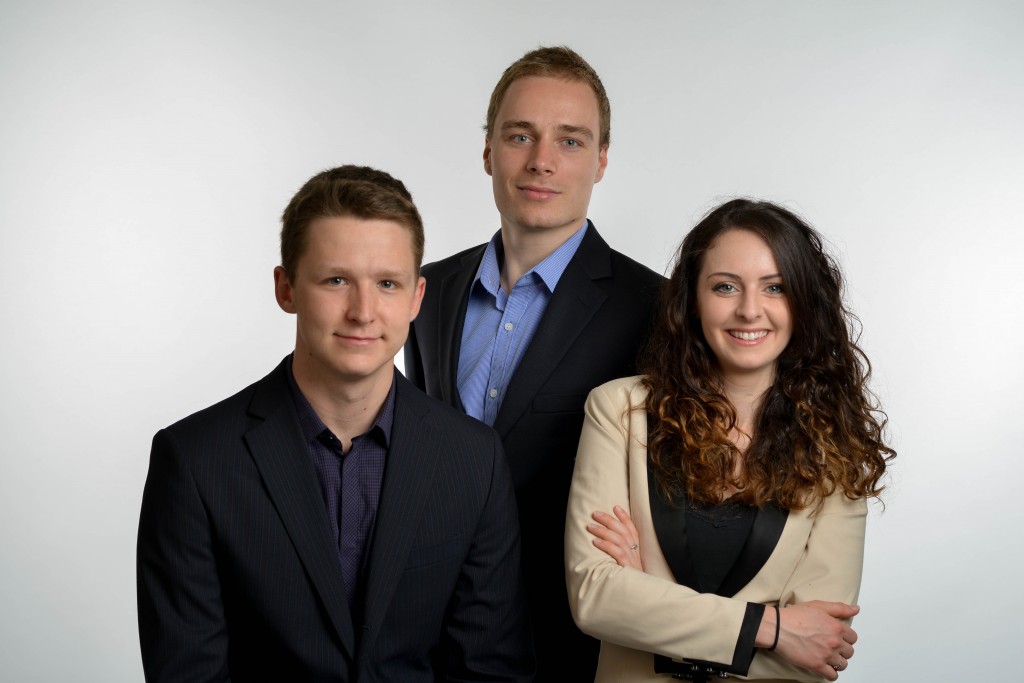 Recent Beedie School of Business graduate Lauren Watkins (right) has co-founded Excellera along with fellow Next 36 members Nikita Zhitkevich (left) and James Crocker (centre). 