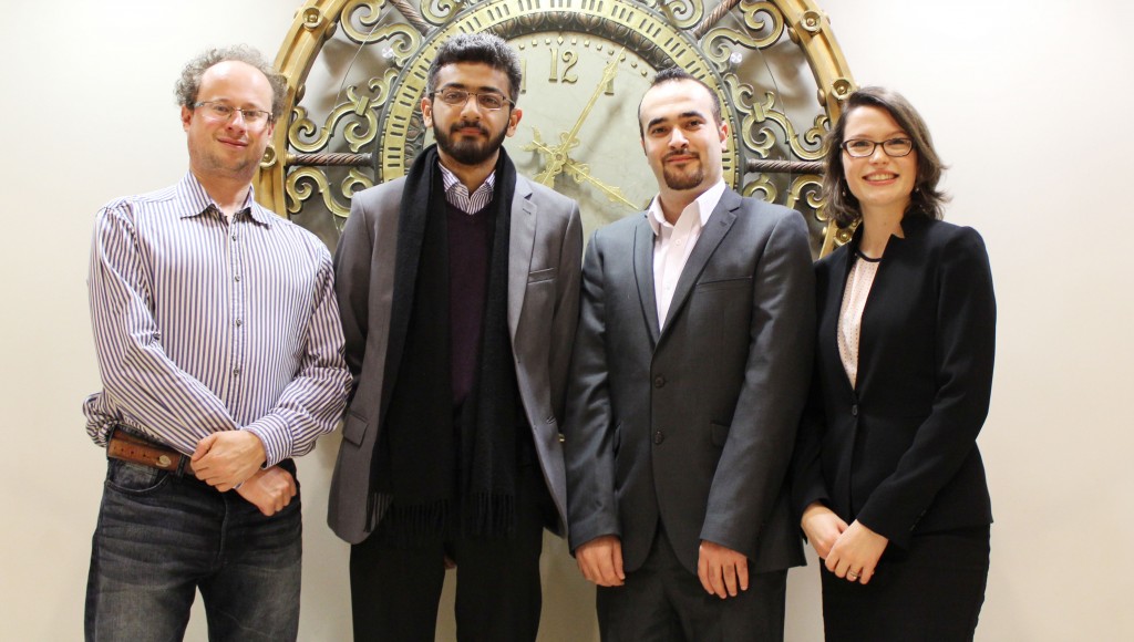 From left to right: Beedie School of Business graduate students Vladimir Baydin, Mahad Farrukh, Ahmed Sallaam and Grace Potma. 
