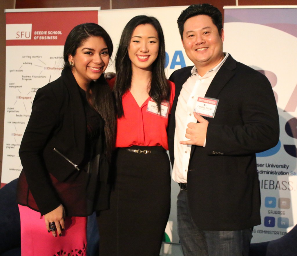 The 2016 BASS Impact Award winners. From left to right: Pam Hernandez, Loretta Yang, and Charles Chang. 