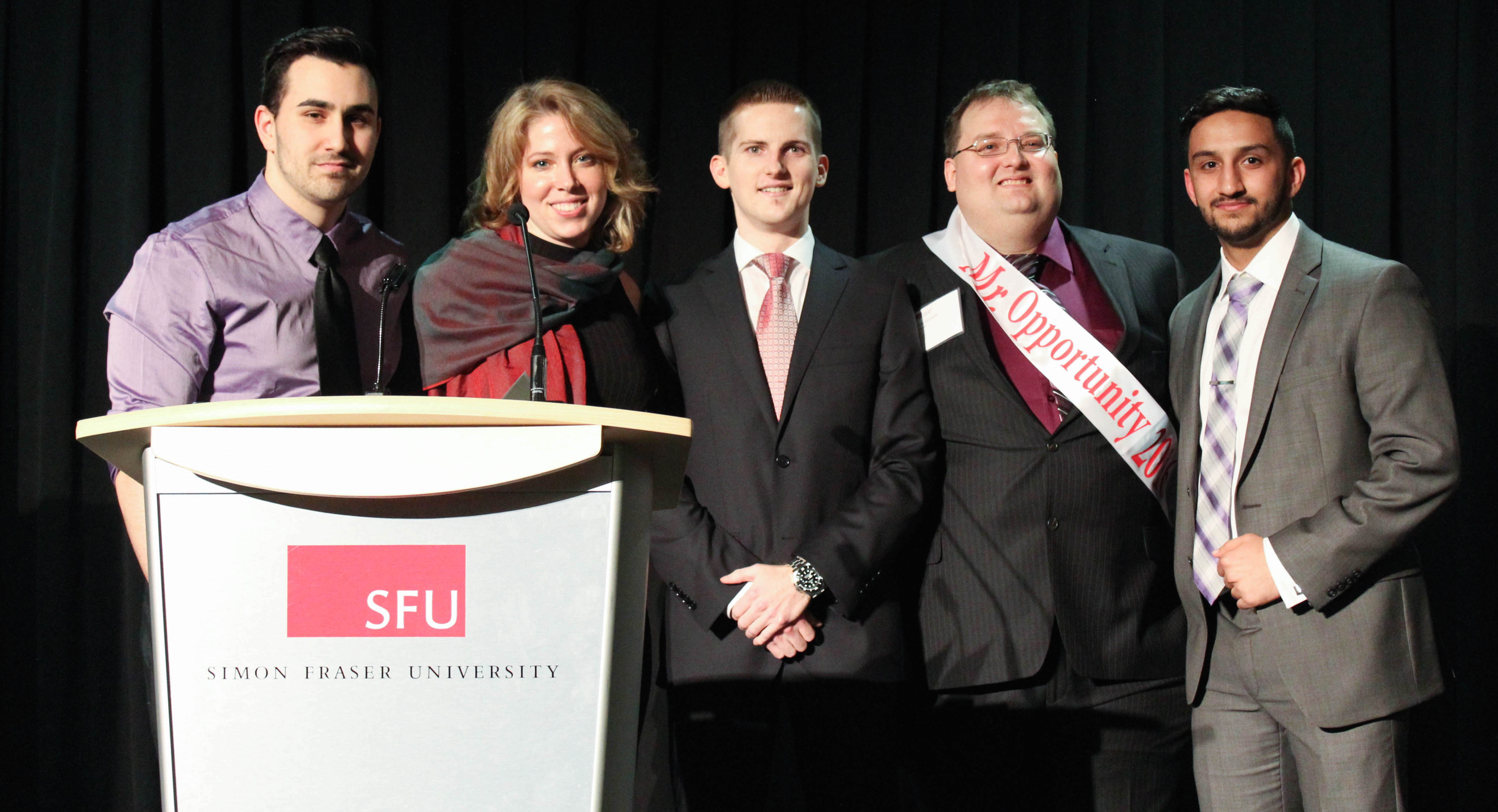Cannabis infused chocolate venture Stolz won “most investable opportunity” at Opportunity Fest 2016. From left to right: Michael Pizzolon, Director of Entrepreneurship for SFU Sarah Lubik, Garrett Downes, Jeff Salzsauler, and Smarth Duggal. 