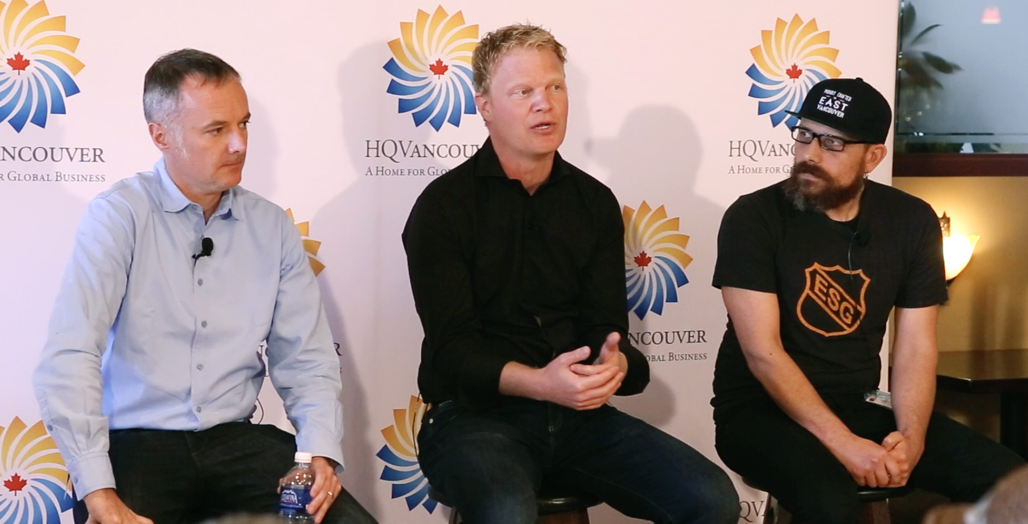 From left to right: Jon Lutz, VP, Financial Planning & Strategy at Electronic Arts (EA), Justin Dowdeswell, General Manager of Relic Entertainment, and Josh Nilson, CEO & Co-Founder of East Side Games. 